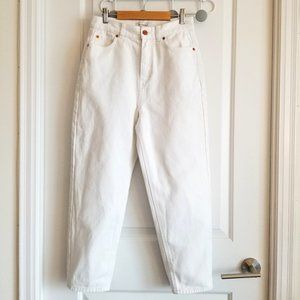 White High Rise Cropped Boyfriend Jeans
